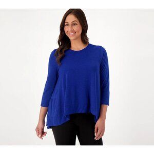 Attitudes by Renee Knit Tiered Top Size Large 3/4 Sleeve Blue Flowy Essentials